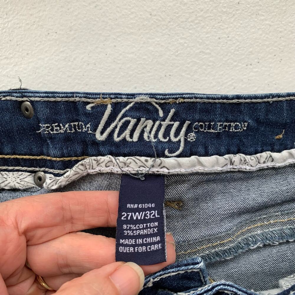 Premium Vanity Collection Women's Harlow Skinny Embellished Dark Blue Sz 27W/32L - Picture 12 of 16